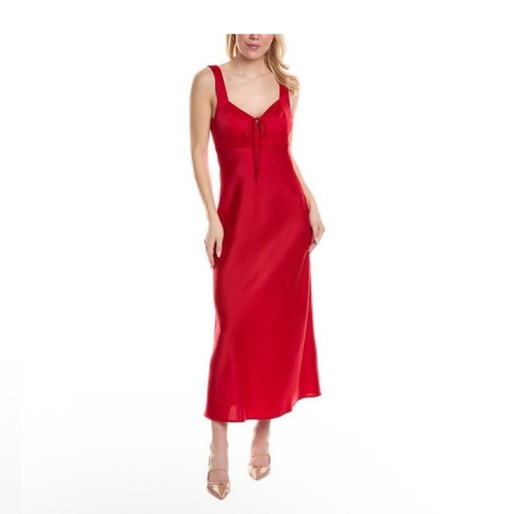 NWT WAYF Siren Cupped Satin Midi Dress In Red . Size S - Picture 3 of 14